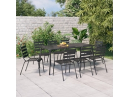 Conjunto 9 Peças Jantar Para Jardim Aço Antracite Dkd Home Decor