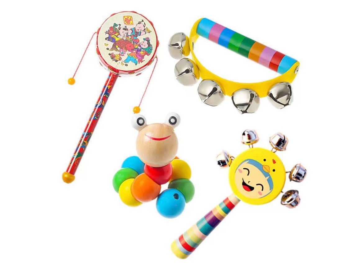 Conjunto de Chocalho de Madeira para Bebê5 Peças 6 12 Meses, Desenvolve a Pegada CZHHMART
