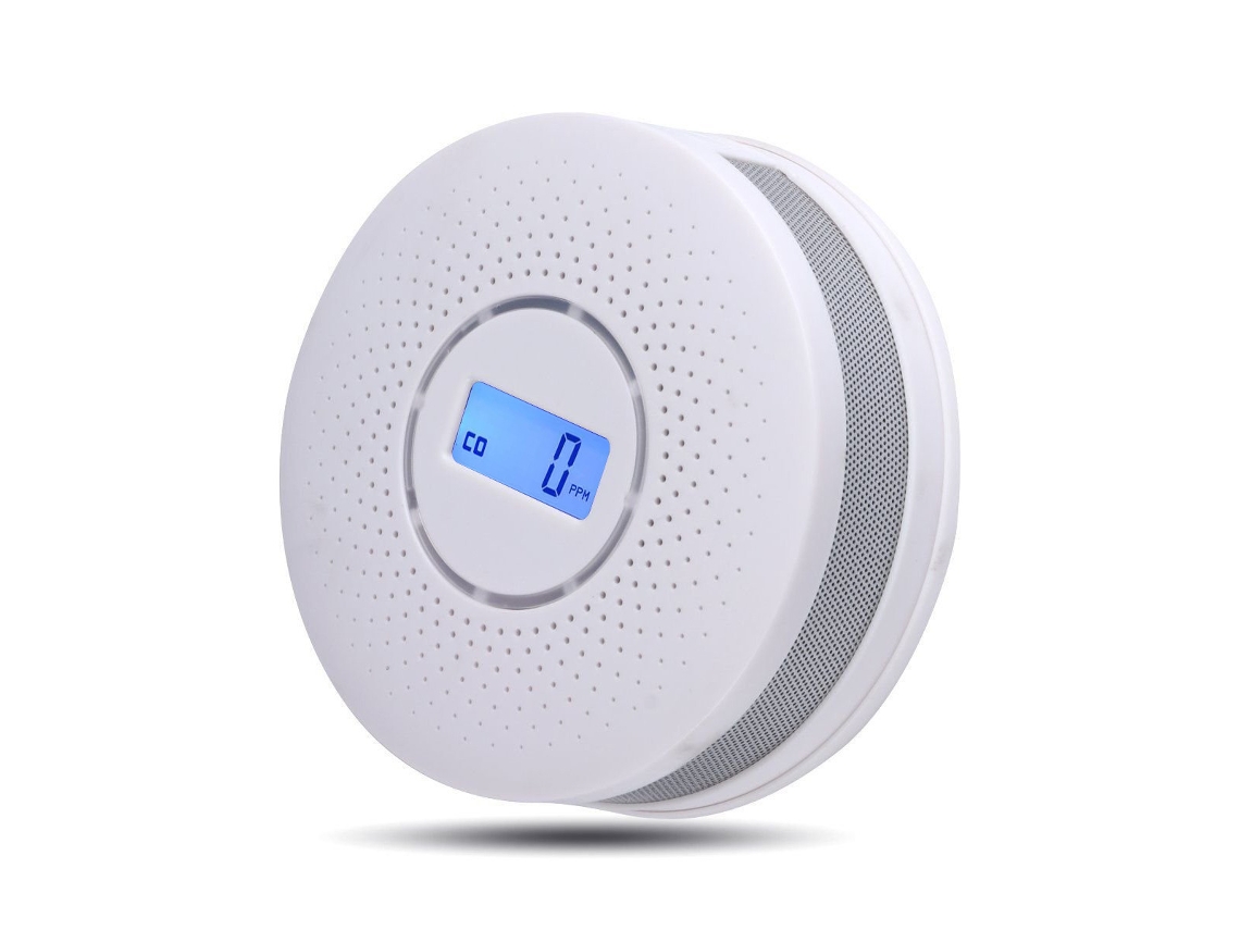 Detector De Fumaça De Monóxido De Carbono Combinado, Com Aviso Sonoro E Visor Digital Led (inclui 3 Pilhas Aaa) (branco) SUNNY SPACES