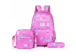 Mochila De Três Peças Com Estampa Quadrada Estilo Estudante 6