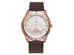 Relógio masculino de quartzo com pulseira de PU, estilo casual e elegante, para negócios, marrom escuro.