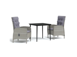 Maison Exclusive - 3 Pcs Conj. De Jantar Para Jardim C/ Almofadões Cinzento/preto