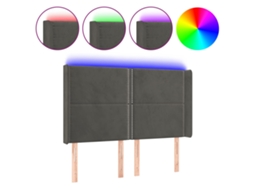 Cabeceira com Led Veludo Cinza Escuro MAISON EXCLUSIVE (147x16x118 cm)