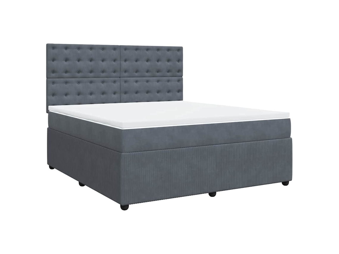 Cama com Molas e Colchão Veludo Cinzento Escuro MAISON EXCLUSIVE (180x200 cm)