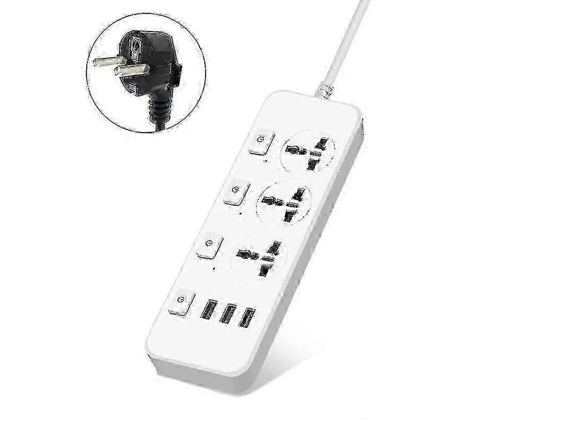 Régua De Energia Eua/ue 5v 2.1a Com Proteção Contra Surtos, 3 Tomadas E 3 Portas Usb Olysi Shop