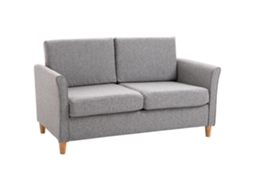 Sofá Duplo Confortável Sofá Com Travesseiros Removíveis Em Linho Na Cor Cinza Claro 141x65x78cm Ideal Para Sala De Estar Hvorstur