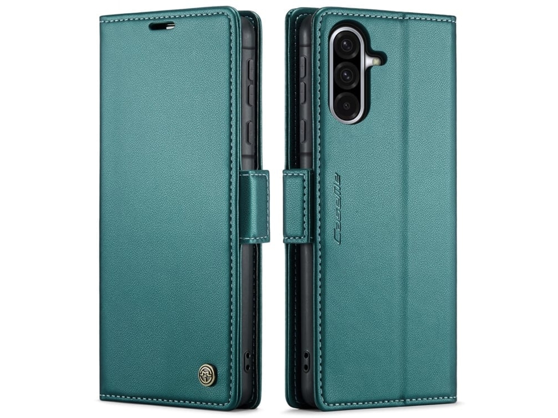 Capa Para Samsung Galaxy A36 De Couro Com Textura De Lichia E Fecho Borboleta Proteção E Rfid Antirroubo Verde