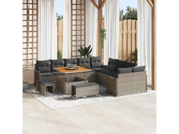 Vidaxl Conjunto De Sofá De Jardim Com Almofada 13 Pcs Cinzeto