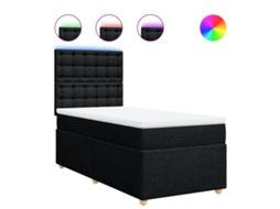 Vidaxl Cama Com Molas/colchão 90x190 Cm Tecido Preto