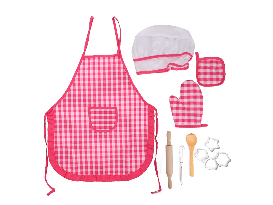 Mali conjunto de Cozinha para Crianças Brinquedos de Cozinha e Assado 11pcs Xadrez Vermelho