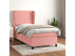 Cama Com Molas/colchão 90x190 Cm Veludo Rosa