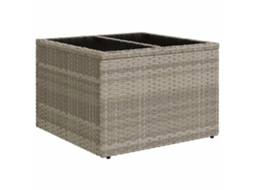 Mesa de jardim com tampo de vidro 55x55x37 cm Vime Pe Cinza Claro MAISON EXCLUSIVE
