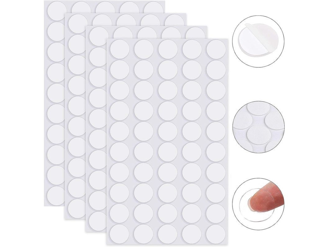 2026 200 Peças de Massa Adesiva Transparente Removível, Massa de Silicone de Doble Face Redonda para Paredes e Superfícies Lisas