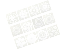Conjunto De 12 Estênceis De Mandala Brancos Para Pintura, Desenho E Criação De Padrões Vazados.
