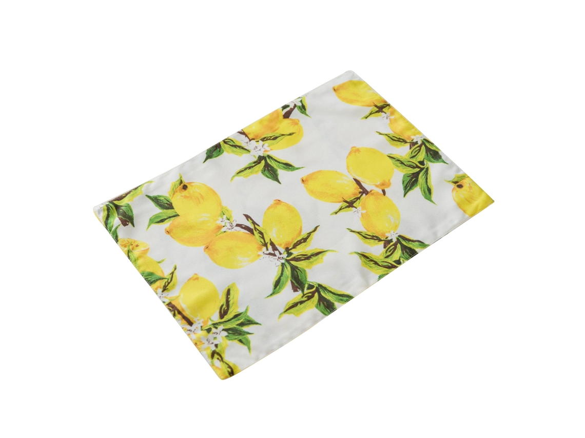 Mat de mesa dupla face com estampa de limões, estilo moderno e resistente, 32x40cm LAXISCREED