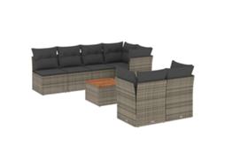 Conjunto de 8 Sofás de Jardim com Almofadões Vime Pe Cinzento MAISON EXCLUSIVE (8 pcs)