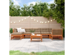 Vidaxl Conjunto De Lounge De Jardim 8 Unid. Castanho Encerado