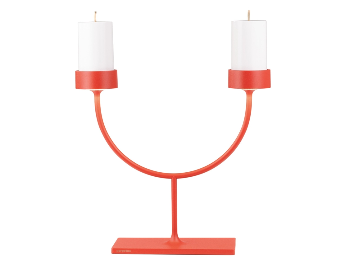 Candeeiro De Mesa Led Perpetua Double Recarregável Com 2 Braços, Sem Fios, Cor Vermelha, Irc 90 E Ip54 Para Uso Interior/exterior, Design Icónico.