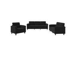Conjunto de Sofás com Almofadões Tecido Microfibra Preto MAISON EXCLUSIVE