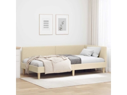 Vidaxl Estrutura De Cama De Canto Com Cabeceira Creme 90 Cm X 190 Cm