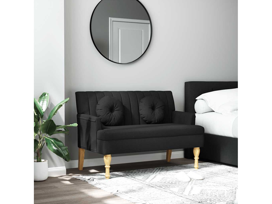 Vidaxl Banco C/ Almofadões 113x64,5x75,5 Cm Tecido Preto