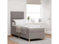 Cama De Solteiro | Camas Para Quarto | Cama Box Com Colchão Cinzento-acastanhado 80 X 200 Cm Tecido