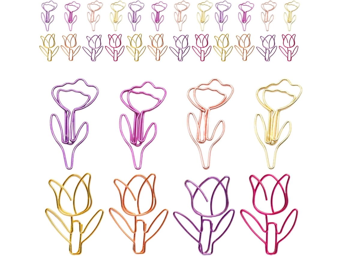 Conjunto De 80-clips Papel Em Formato Flor, Em Ferro, Organização De Arquivos Em Cadernos E Agendas, Ideal