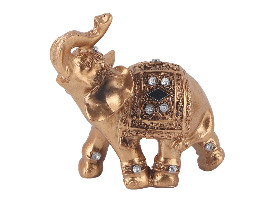 Estátua Elegante Dourada Com Tromba Para Cima Decorativa 9x9cm Riqueza