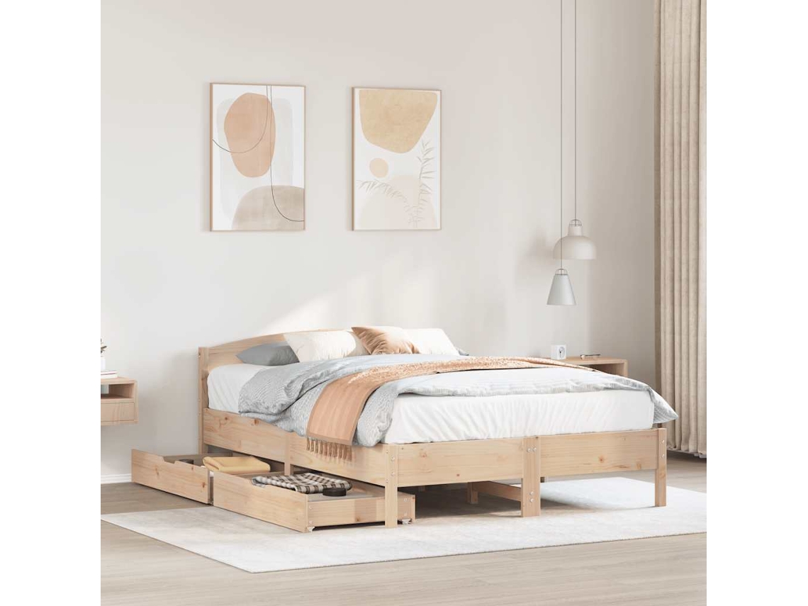 Vidaxl Cama Sem Colchão 120x190 Cm Madeira De Pinho Maciça