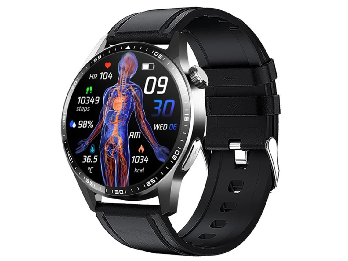 Relógio inteligente Bestvite com monitoramento de estresse, ECG, glicemia, ácido úrico, chamadas Bluetooth, função SOS e modos esportivos