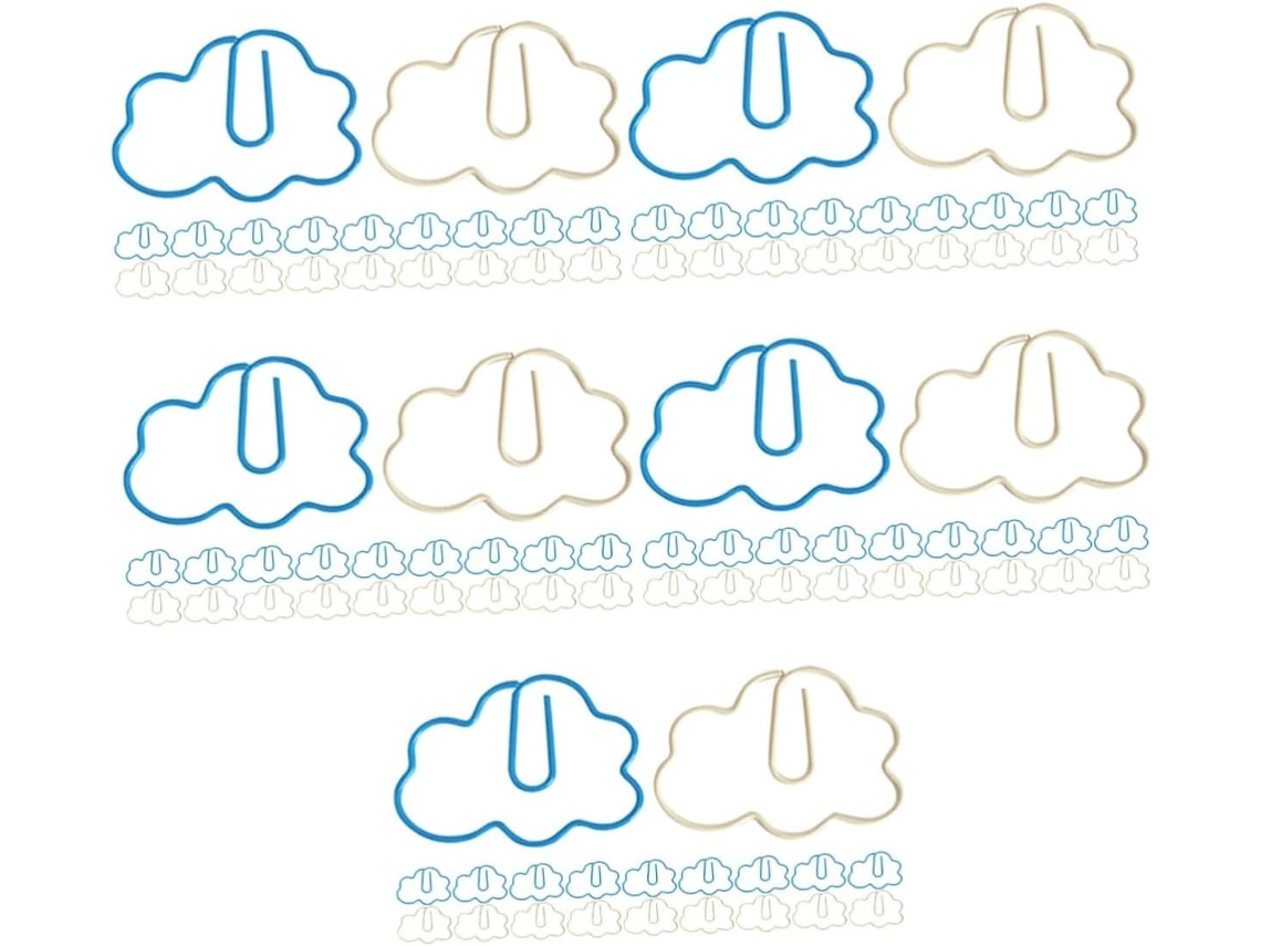 Conjunto de 5 clipes Tofficu em formato nuvem, clipes transparentes para fotos, marcadores de página com borla, clipes.