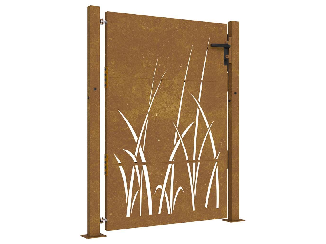 Portão de Jardim 100x150 Cm em Aço Corten com design de grama MAISON EXCLUSIVE