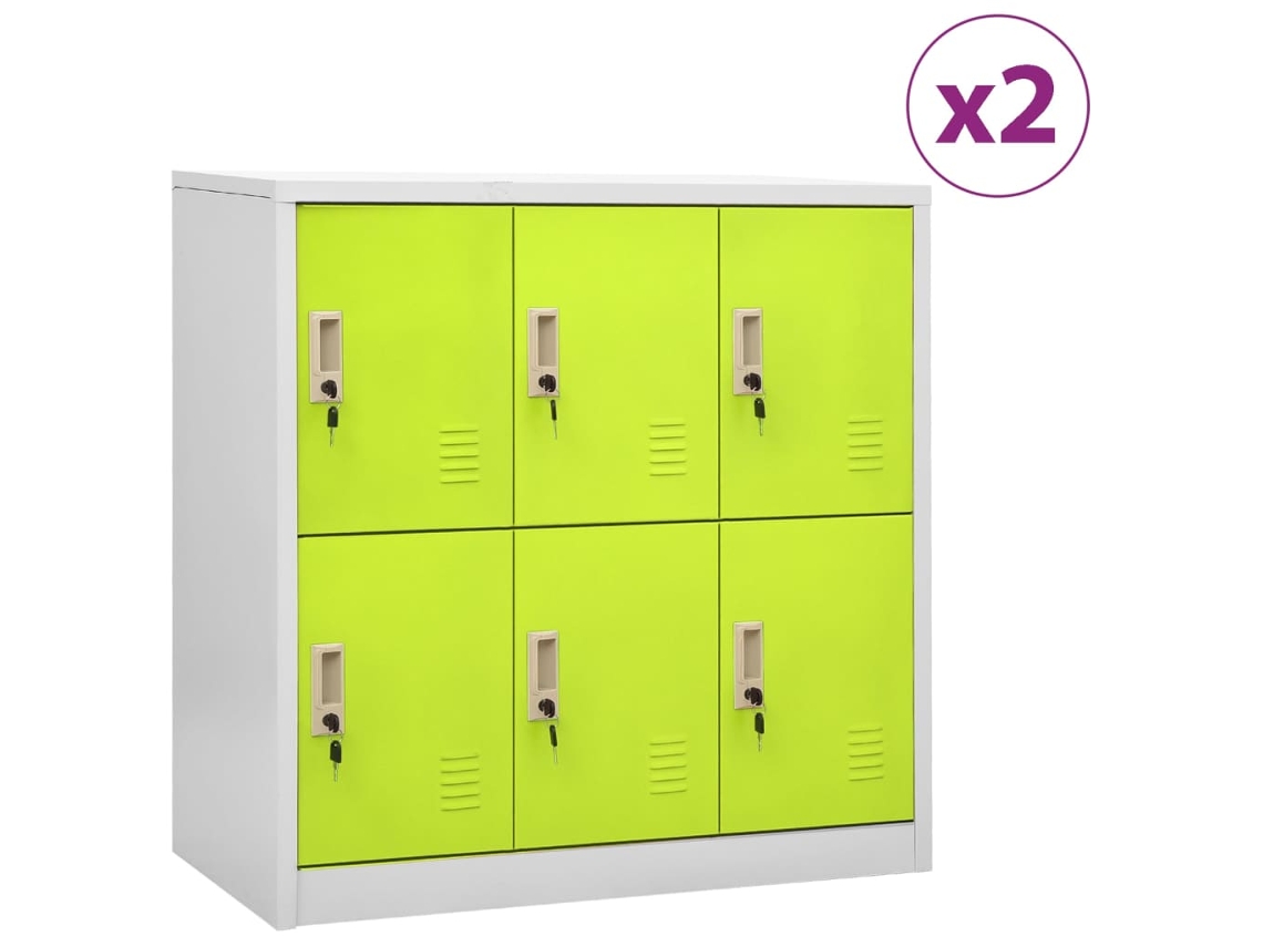 Vidaxl Cacifos 2 Pcs 90x45x92,5 Cm Aço Cinzento-claro E Verde
