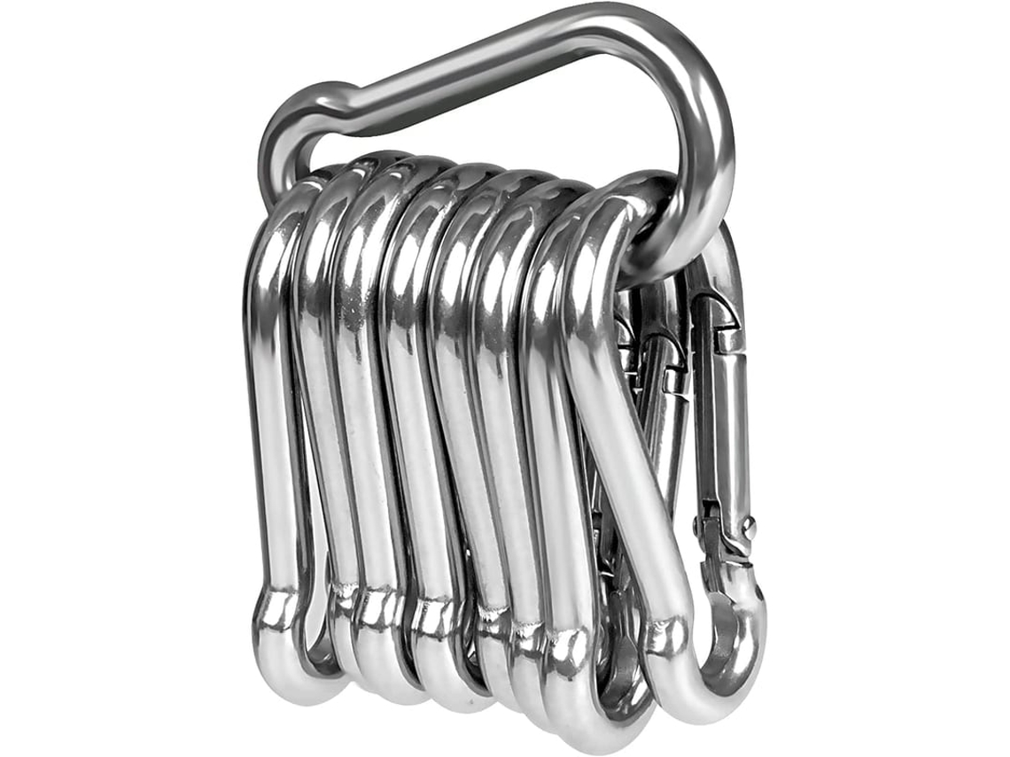 10 Mosquetões De Aço Inoxidável Com Fecho De Clip, Alta Qualidade Para Ferramentas E Alças (até 125 Kg)