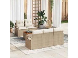 Vidaxl Conjunto De Sofá De Jardim 6 Unid. Bege E Creme Vime Pe