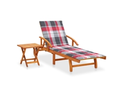 Vidaxl Espreguiçadeira De Jardim Com Mesa E Almofadão Acácia Maciça