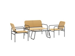Conjunto de Jardim Aço e Vime Pe Cor Madeira e Preto 104x68x76 cm Outsunny