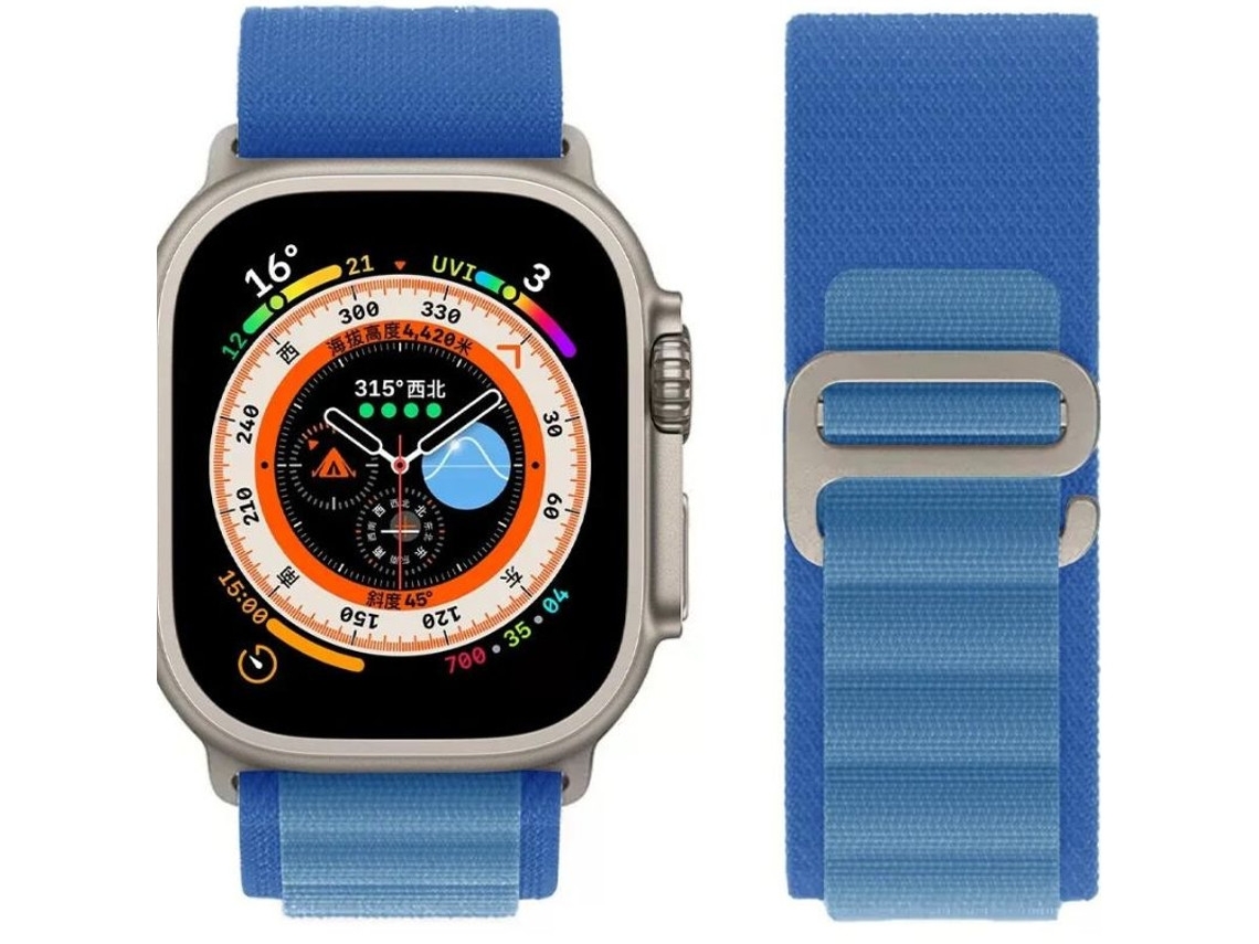 Pulseira ORYSIN Alpine Hook para Apple Watch Ultra 3 49mm, azul, resistente e elegante.