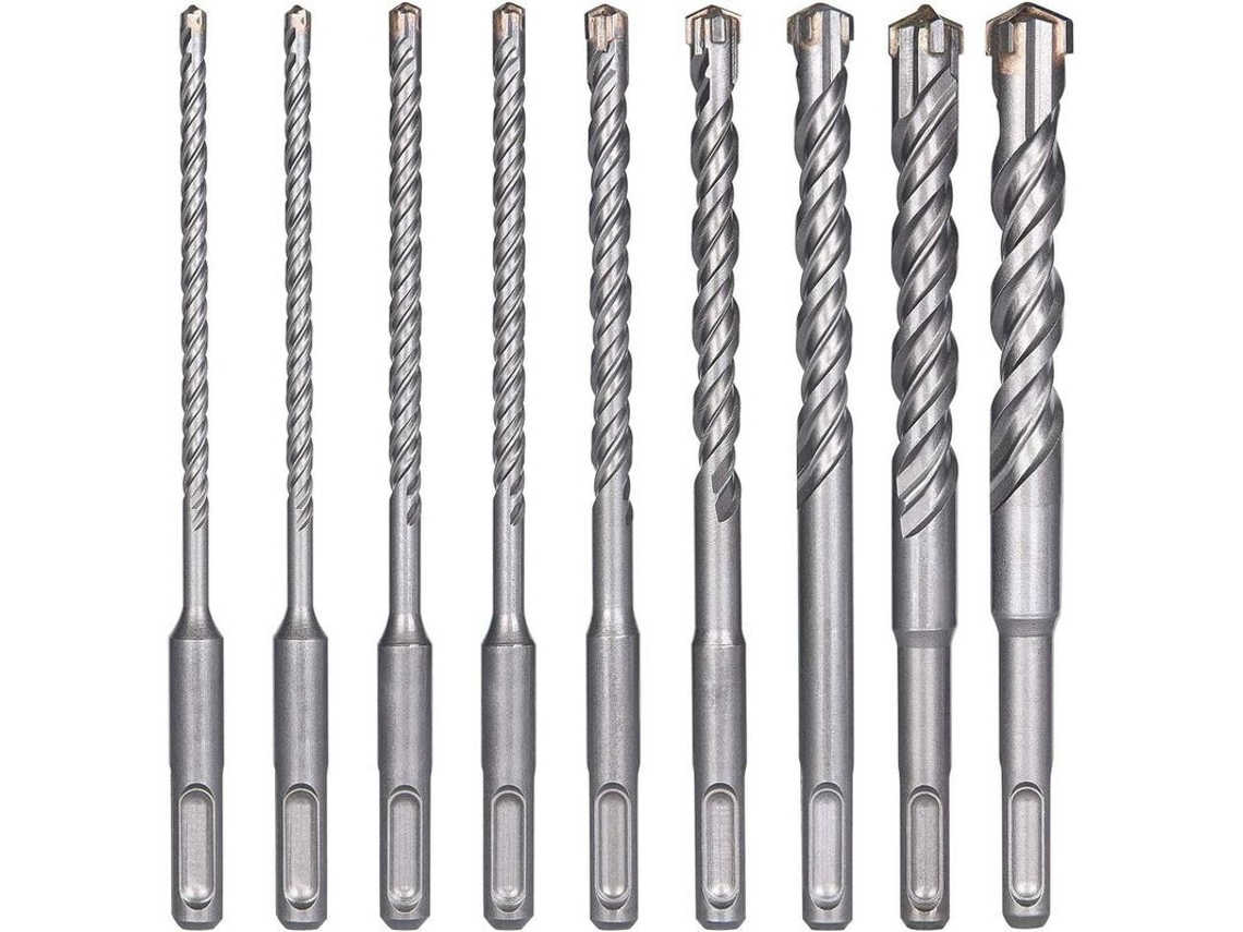 Brocas Para Concreto Sds-plus, 9 Piezas (5-16mm), Cabeza Em X, Carbeto De Tungstênio, Para Furadeiras Elétricas De Impacto