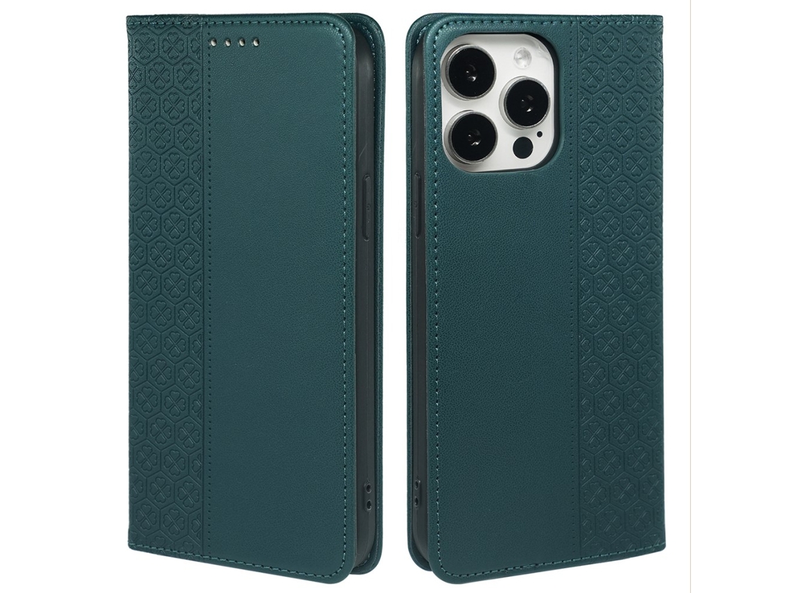 Capa Para Iphone 15 Pro Pele Sintética Verde