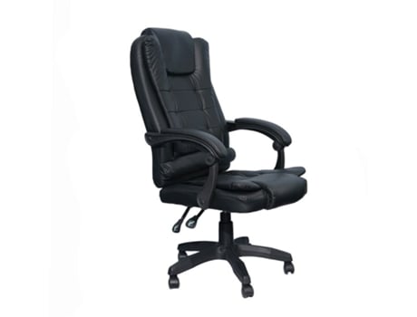 Cadeira De Escritório Ajustável Reclinável, Couro Sintético, Base Giratória 360° Dasck Sillon Preto Dasck
