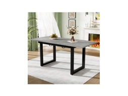 Mesa Extensível 140/180x80x75cm, Retangular, Estilo Industrial, Mdf Marmorizado, Pernas Pretas Hvorstur