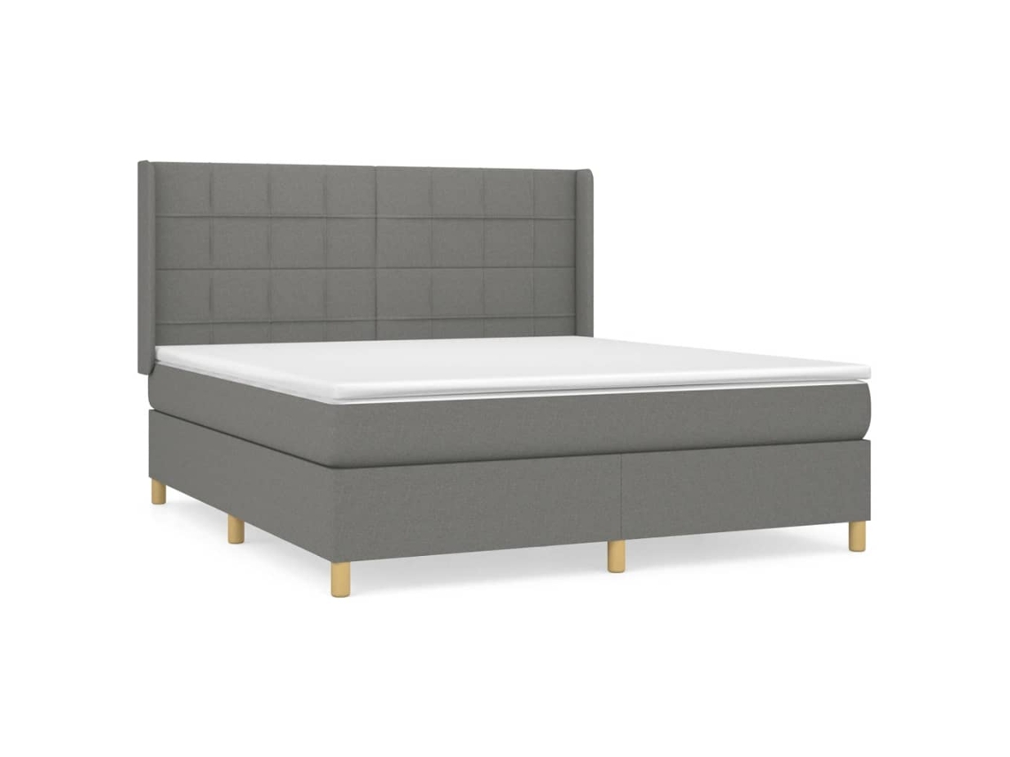 Cama com Molas/Colchão 160x200 Cm em Tecido Cinzento Escuro MAISON EXCLUSIVE
