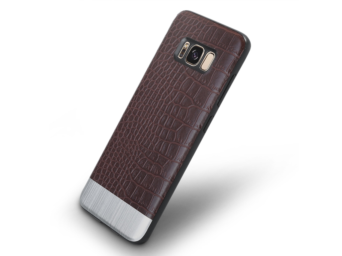 Capa de Telefone anti derrapante para Samsung S8 EOOCOO (crocodilo, marrom)