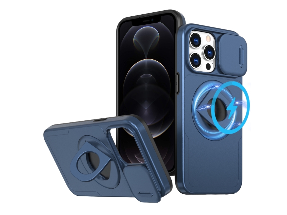 Capa Zruxe Compativel Com Iphone 12 Pro (camshield - Magsafe - Ring Holder - Armor - Azul)