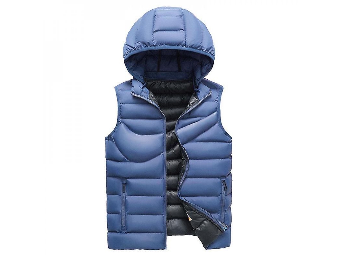 Colete acolchoado Rebe com mangas para homem com capuz removível e acabamento Dwr M azul