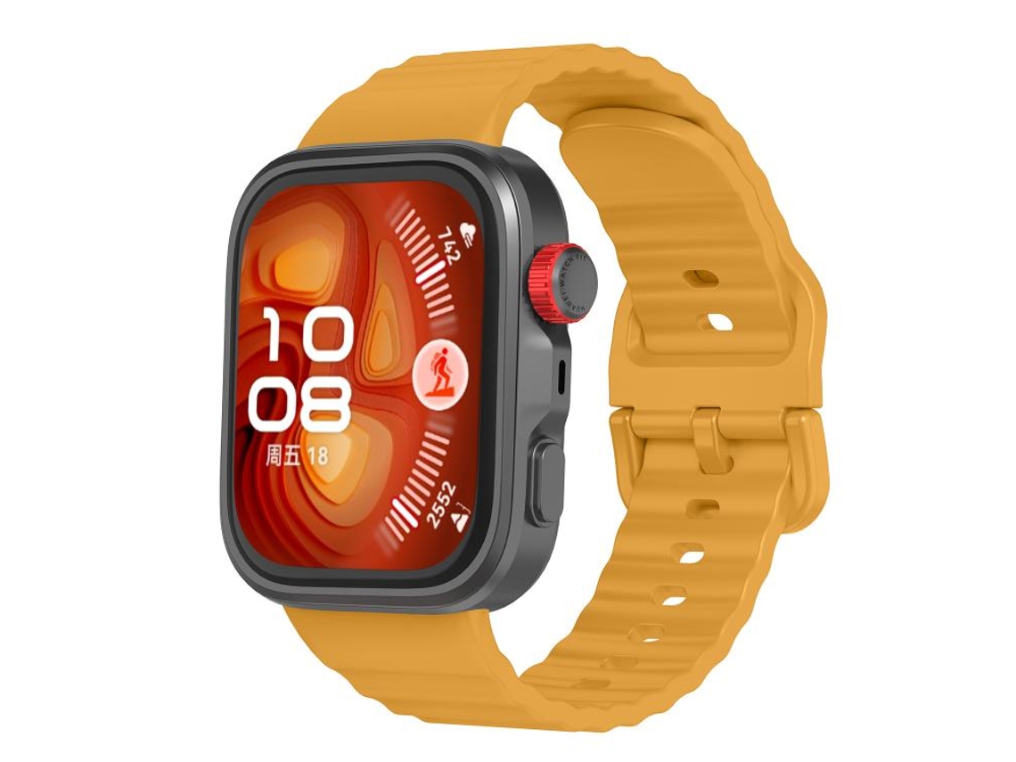 Bracelete para Huawei Watch Fit 4 Pro / Fit 4 / Fit 3 Silicone com Textura Ondulada e Cor Sólida Amarela XIAOMOYU