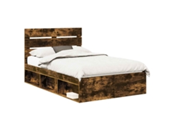 Estrutura da Cama com Cabeceira Carvalho Defumado 120x200 cm MAISON EXCLUSIVE