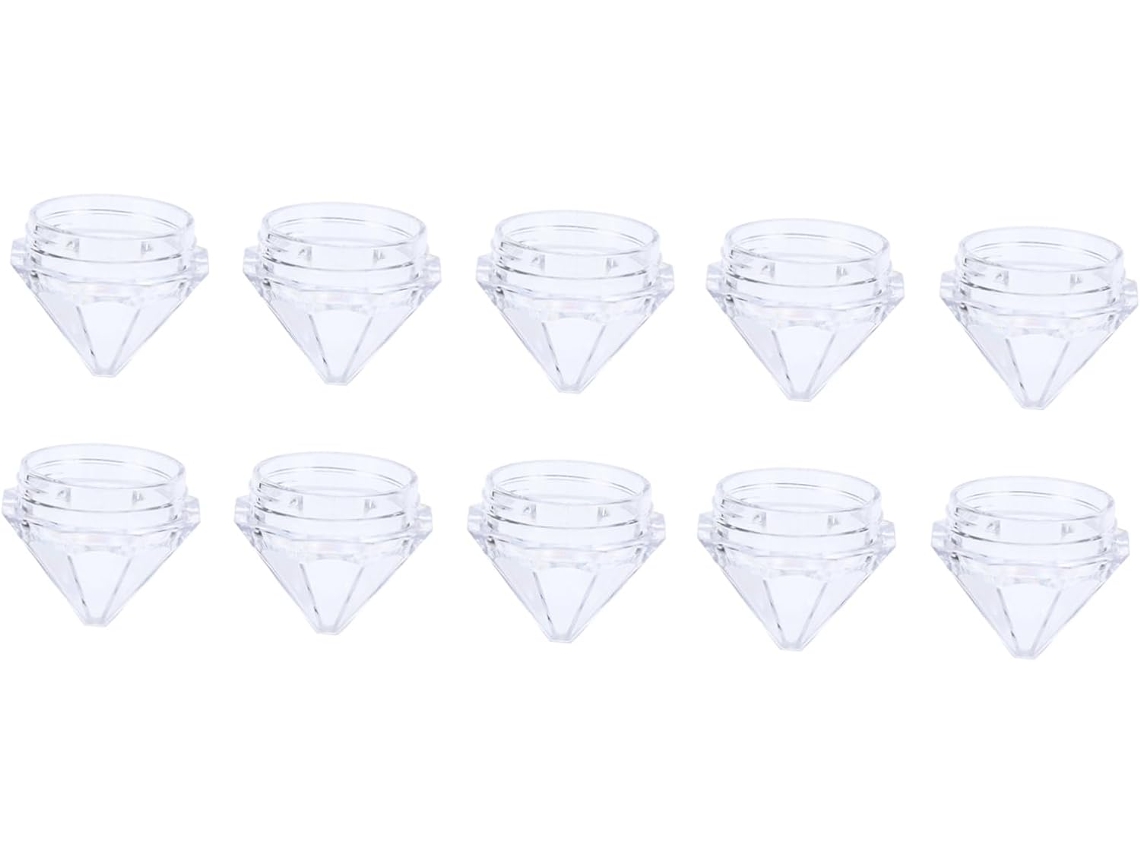 Conjunto De 60 Potes De Maquiagem Transparentes Em Formato De Diamante, Recipientes Reutilizáveis Para Amostras.