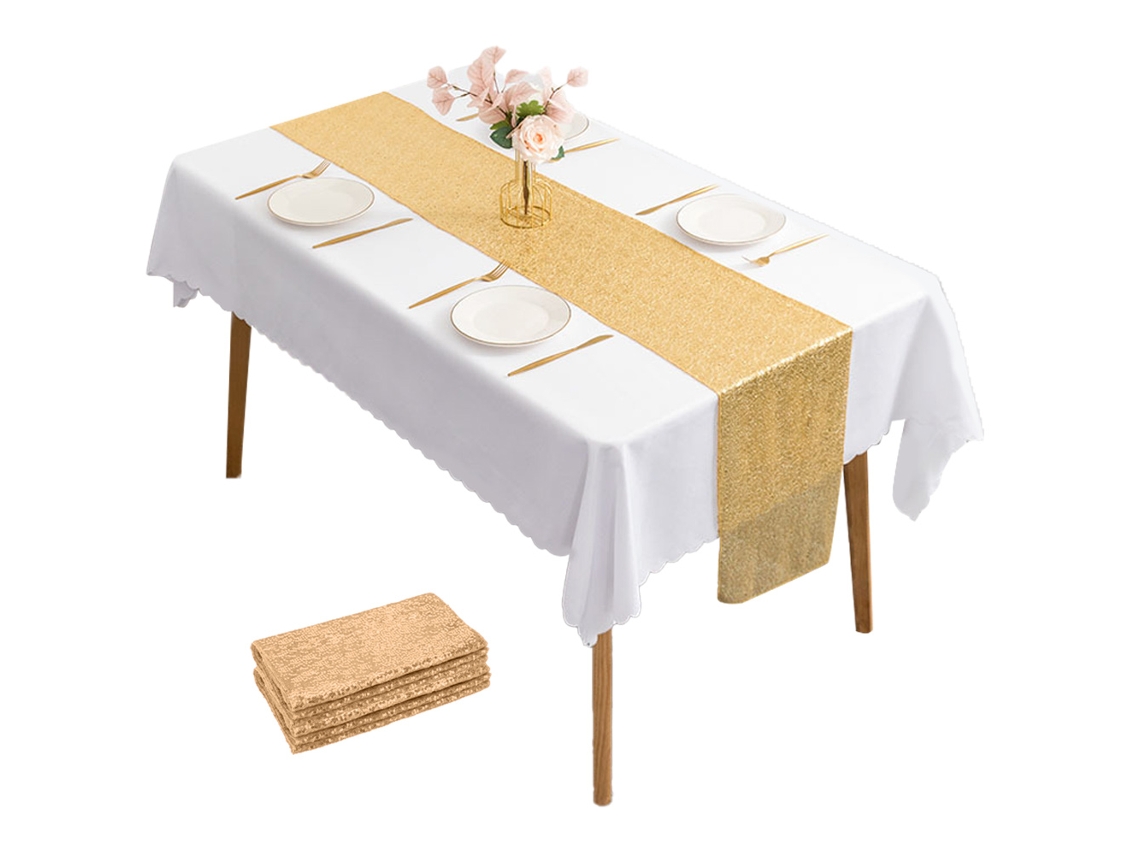 Caminho de Mesa de Lantejoulas Toalha de Mesa com Brilho de Lantejoulas 30 Cm * 275 Cm para Casamento Decorações de Banquete Dourado